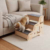 Wooden Pet Stairs Non-Slip Surface Wooden Dog Steps Solid Wood Construction Pet Climbing Aid for Senior Pets, Small Dogs, Sofa, Bed