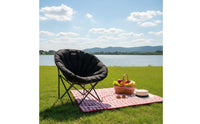 Comfortable Portable Moon Lounge Chair Sturdy Frame Moon Chair Heavy Duty Outdoor Furniture Side Pocket for Camping, Fishing, Picnic