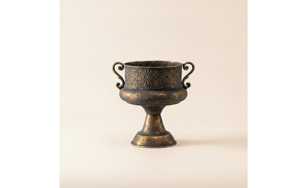 Trophy Vase Antique Bronze Decorative Urn with Handles Vintage-Style Urn Vase for Centerpiece, Tabletop, Entryway