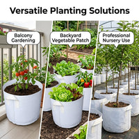 Grow Bags for Tomatoes, White Non-Woven Plant Grow Bags with Handles, Breathable Root Pruning Patio Grow Bags for Balconies