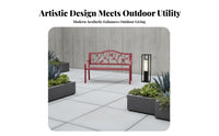 2-Seater Wrought Iron Settee Weather-Resistant Slatted Metal Bench Long-Lasting Outdoor Furniture Decorative Backrest for Homeowners, Gardeners, Garden, Yard, Porch, Balcony