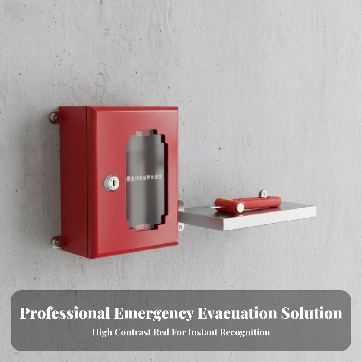 Break-Glass Entry Device Storage Unit Highly Visible Safety Apparatus High-Visibility Red Emergency Container for Business Owners, Homeowners
