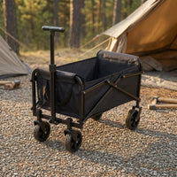 Adjustable Handle Foldable Camping Wagon Carbon Steel Frame Folding Wagon Fluid Bearings