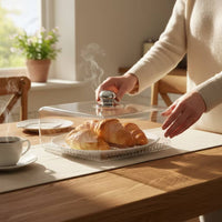 rectangle Dish Cover with Knob Transparent Cake Dome Dustproof Cake Cloche for Kitchen
