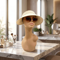 Mannequin Head Skin-Toned Display Head Elongated Mannequin Bust for Merchandisers