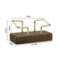 Card Holder with Wooden Base Desktop Business Card Holder Compact for Professionals