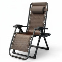Foldable Design Folding Woven Lounger Space Saving Adjustable Sun Lounger Portable Lounge Chair Weather-Resistant for Homeowners, Beachgoers, Balcony, Beach, Garden, Backyard