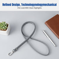 Leather Retractable Card Holder Lanyard, PU Neck Strap with Easy Pull Reel, Modern Minimalist ID Holder for Office, Phone
