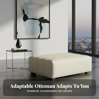 High-Density Foam Cushion Channel-Tufted Bench Versatile Use Channel Tufted Stool Long-Lasting Frame Footstool Stable Low-Silhouette Design for Homeowners, Interior Decorators, Living Room, Bedroom, Lounge Area, Entryway
