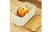 Wood Lid Bread Box Rounded Corners Bread Storage Box Galvanized Iron