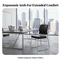 Minimalist Design Sled Base Visitor Chair Ergonomic Backrest Armless Sled Base Chair Easy-to-Clean Upholstery Office Furniture High Weight Capacity for Conference Attendees, Students, Visitors, Training Room, Lobby