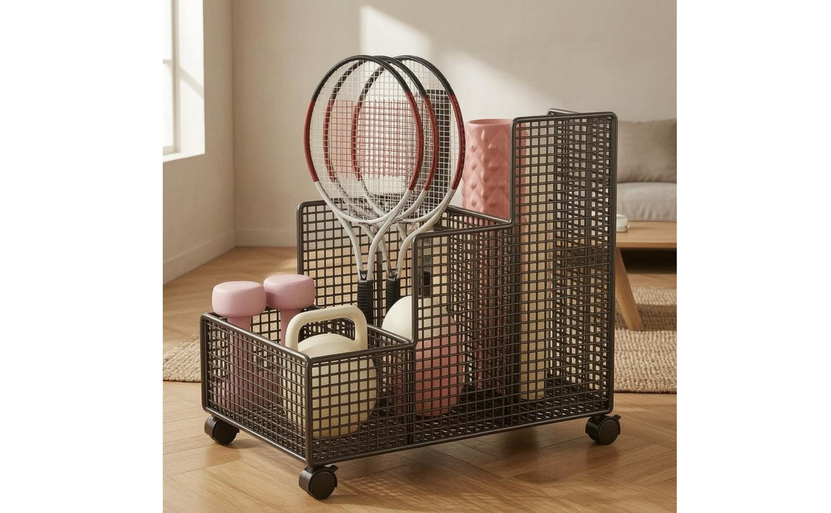 Exercise Equipment Organizer Open Exercise Mat Storage Mat Organizer Perforated Divided Equipment Rack
