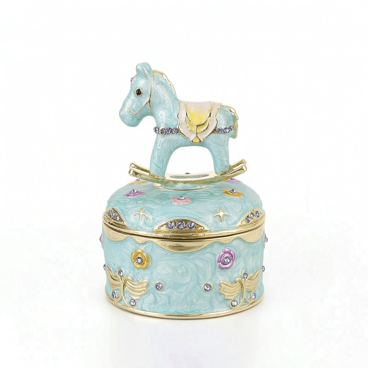 Horse Trinket Box Embossed Jewelry Box with Horse Decorative Gift for Dresser, Vanity