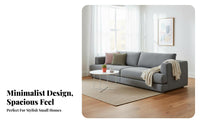 Straight-Line Fabric Settee Minimalist Design Sofa Cream aesthetic Couch for Homeowners, Interior Designers, Small Apartment, Studio Flat, Home Office