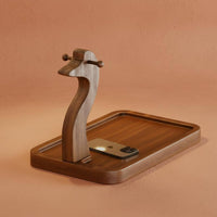 Multi-Functional Design Entryway Valet Tray Nature Inspired Solid Wood Band Dish Strong Load-Bearing for Desktop, Dresser Top, Bedside Table