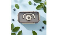 Transparent Lid Stainless Steel Lunch Box Silicone Seal Rectangular Food Box Locking Buckles Sealed Steel Container Foldable Handle for Picnic, Camping, Outdoor, Home