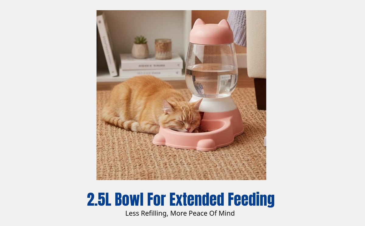 Automatic Pet Feeder & Water Dispenser, Cat Dog Bowl, Flowing Water, No Power Needed