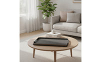 Leather Tray with Metal Frame Textured Rectangular Tray with Handles for Coffee Table