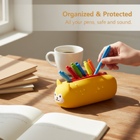 Cartoon Silicone Pencil Case, Large Capacity, Multi-functional Storage Pouch for School Supplies