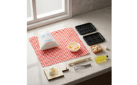 Molded Details Miniature Dollhouse Kitchen Accessory Set Printed Decoration 1/12 Scale Dollhouse Baking Set Cloth Toy-Like Miniature Props Checkered