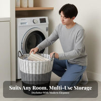 Imitation Rattan container Large Capacity Laundry Basket Woven Design for Living Room