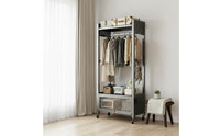 Easy Assembly Freestanding Closet Organizer Sturdy Frame Rolling Garment Rack with Shelves Large Capacity Portable Wardrobe on Wheels for Dorm Room, Entryway