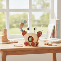 Smooth Wooden Bead Maze Toy Preschool Crab Pull Toy Portable Wooden Bead Maze Classic for Toddlers, Babies, Playroom