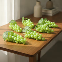 5 Pieces Realistic Artificial Grape Bunch with Vines and Leaves Lifelike Artificial Grape Cluster Reusable Ornament Vivid for Photography Props