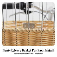 Quick Release Design Folding Bike Basket Large Capacity Woven Front Bike Basket Long-Lasting Construction for Shopping