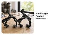 2 Pieces Ribbed Contact Area Surface Dual Arm Brake Caliper Metal Cycle Brake Caliper Black
