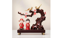 Wedding Ornament with Birds Traditional Couple Figurine with Base Romantic Lovebird Statue for Engagement