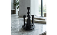 Candlestick with Round Base Matte Black Candle Holder with Tapered Cup Decor Geometric Modern for Tabletop, Dining Table