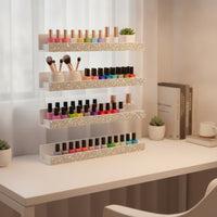 4 Pieces Nail Polish Rack Space-Saving Acrylic Shelf with Glitter Acrylic Organizer Sturdy Cosmetic Shelf Sleek for Manicurists