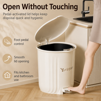 Large 40 Litre Kitchen Bin, Pedal Kitchen Bin for Food Scraps, Lidded Cylindrical Waste Bin, Easy Clean Material