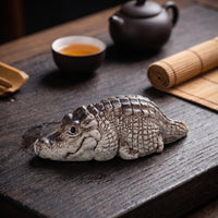 Tea Pet with Textured Surface Rustic Tea Pet Mini Crocodile Figurine for Collectors
