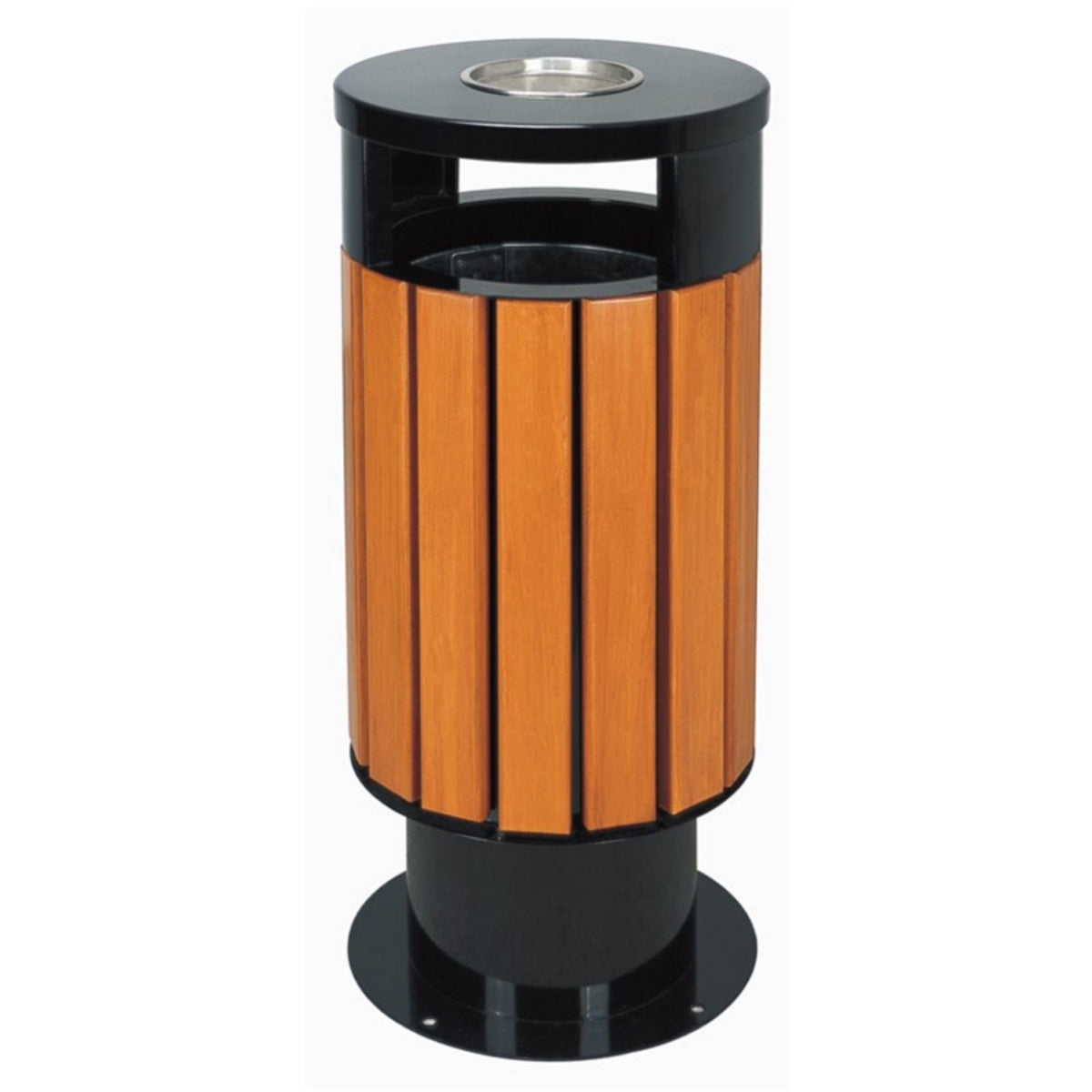 Outdoor Trash Bin Wood-Look Trash Bin with Interior Liner Weather-Resistant for Property Managers