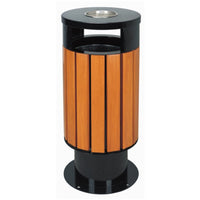 Outdoor Trash Bin Wood-Look Trash Bin with Interior Liner Weather-Resistant for Property Managers