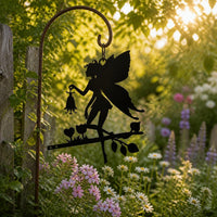 Fairy Garden Metal Silhouette Sculpture for Outdoor Yard Decor