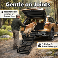 Ramp for Cars and SUVs with Metal Frame, Portable Pet Steps for Large Dogs, Foldable Stairs for Sofa, Steel Wire Construction