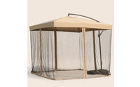 Cantilever Umbrella with Offset Mesh Patio Umbrella with Mesh Screen Hanging for Backyard, Garden