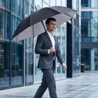 Waterproof Umbrella with Silver Coating Rainproof Long-Handled Umbrella Sturdy Automatic Opening for Business Professionals