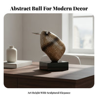 Marble Bull Sculpture Modern Abstract Bull Sculpture for Tabletop Display