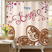 Easter Egg Pattern Shower Curtain Waterproof Easter Shower Curtain Festive Design for Families, Homeowners, Bathtub, RV