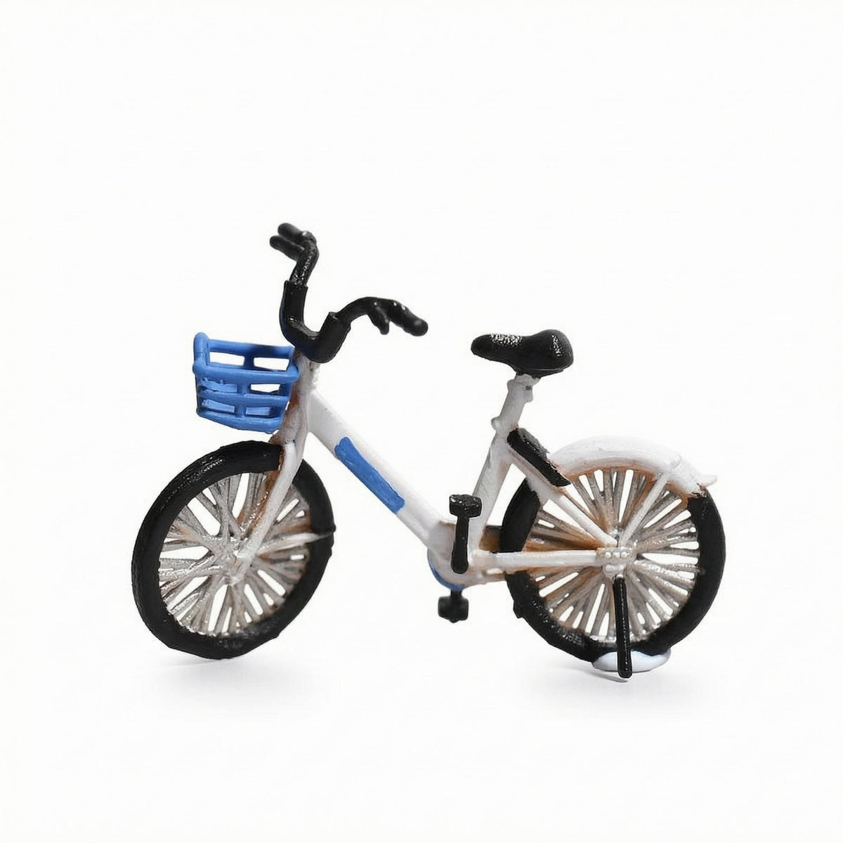 1:64 Velocipede Model Decorative Miniature Velocipede with Basket Bike Miniature Desktop Decoration Display Piece Collectible