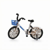 1:64 Velocipede Model Decorative Miniature Velocipede with Basket Bike Miniature Desktop Decoration Display Piece Collectible