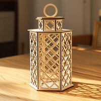 Wooden Lantern with Hanging Loop Hexagonal Lattice Candle Lantern Decorative Birdcage-Style for Wedding Planners, Home Decor
