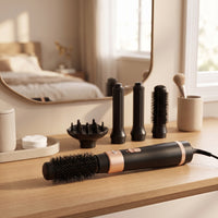 Hot Air Styler with Interchangeable Heads Volumizing 5-in-1 Hair Styling Tool Electric Hair Wand with Detachable Brushes