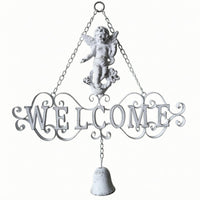 Wrought Iron Welcome Sign Bell Highlight Hanging Welcome Sign Classic Design Outdoor Decor for Patio