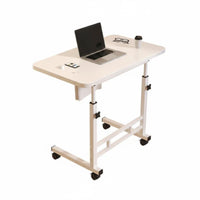 Mobile with Wheels Rolling C-Shaped Table Space-Saving Adjustable C-Shaped Side Desk Spacious Desktop Bedroom Furniture Rounded Corners for Apartment Dwellers, Telecommuting Workers, Students, Small Areas, Living Room, Home Office