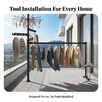 Heavy-Duty Floor-to-Ceiling Tension Pole Space-Saving Clothes Drying Rack Adjustable Height Laundry Organizer High Capacity for Apartment Dwellers, Families, Students, Balcony, Small Compact Areas, Bedroom, Living Room